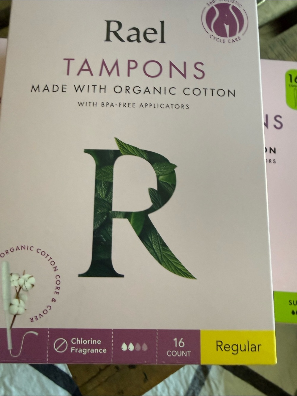 3- Rael Organic Cotton Tampons -  (16 Count) each box. - Picture 4 of 5